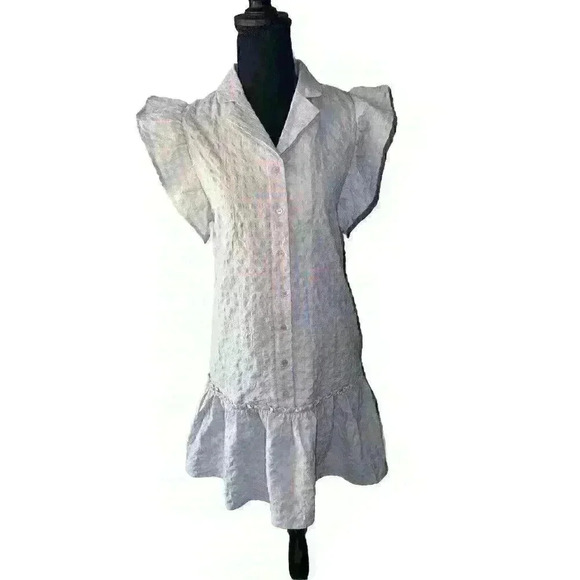The Shirt Rochelle Behrens Baby Blue & Pink Checkered Collared Dress NWT Size XS